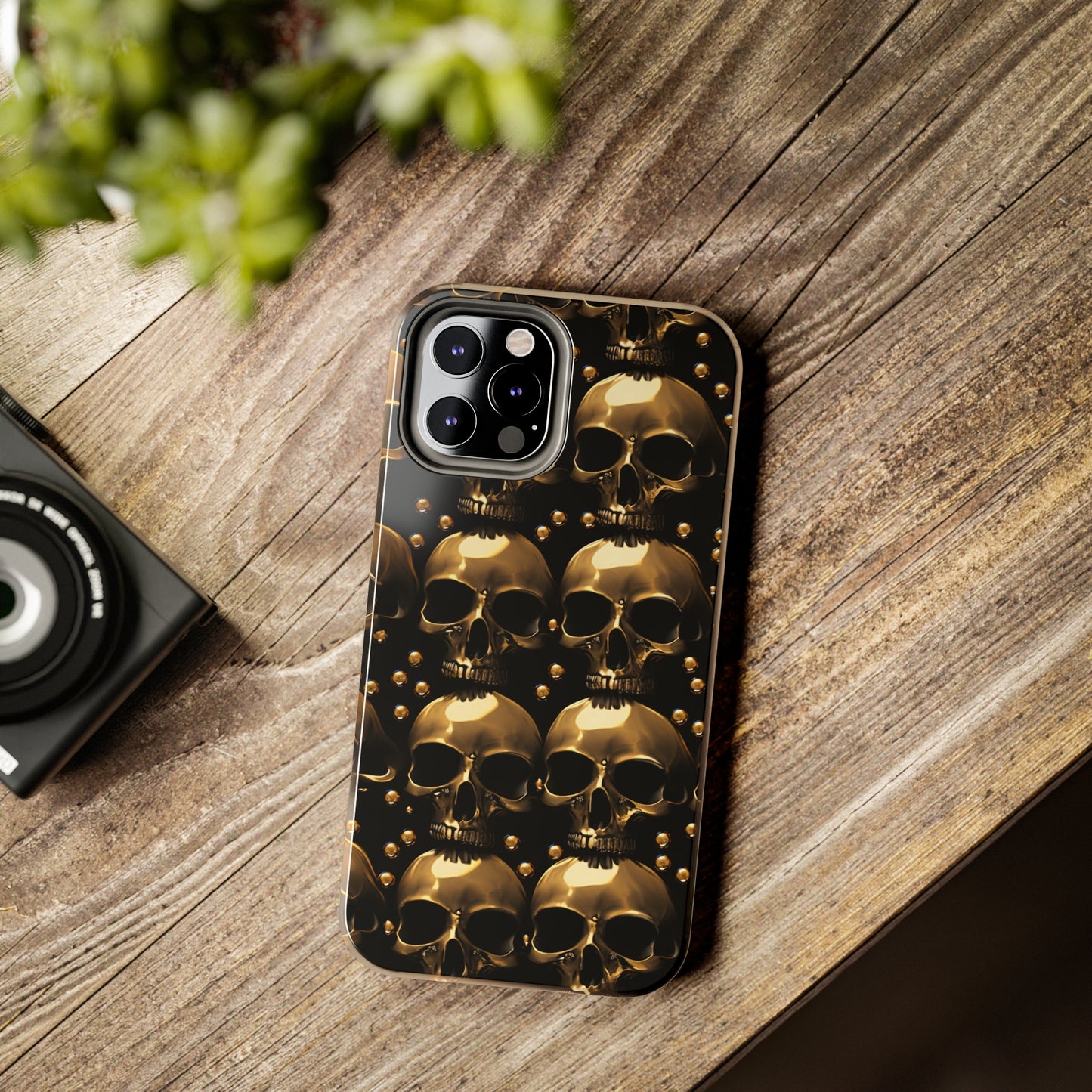 iPhone Case Golden Enigma: Where Goth Meets Glamour | Gold Skulls iPhone Tough Case