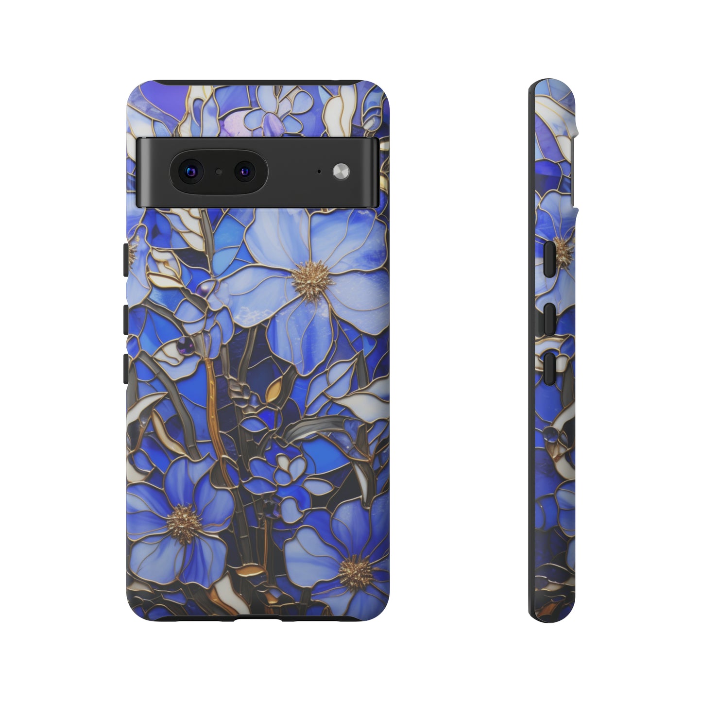 Periwinkle Stained Glass with Gold Inlay Phone Case for iPhone 15, 14, Pro Max, 13, 12 & Samsung Galaxy S23, S22, S21, Google Pixel