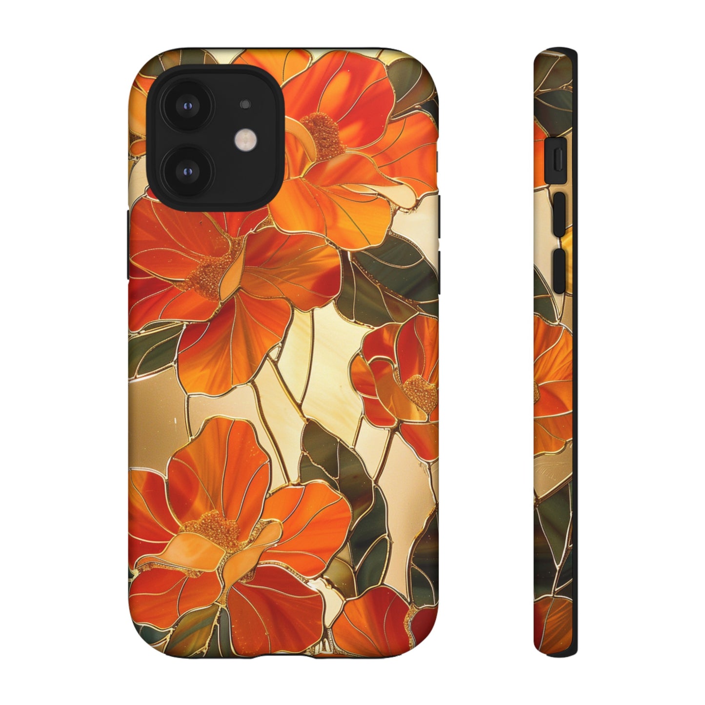 Orange Floral Phone Case Stained Glass Flower Aesthetic