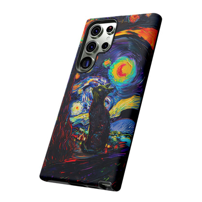 Starry Night Black Cat Van Gogh Painting Art Phone Case