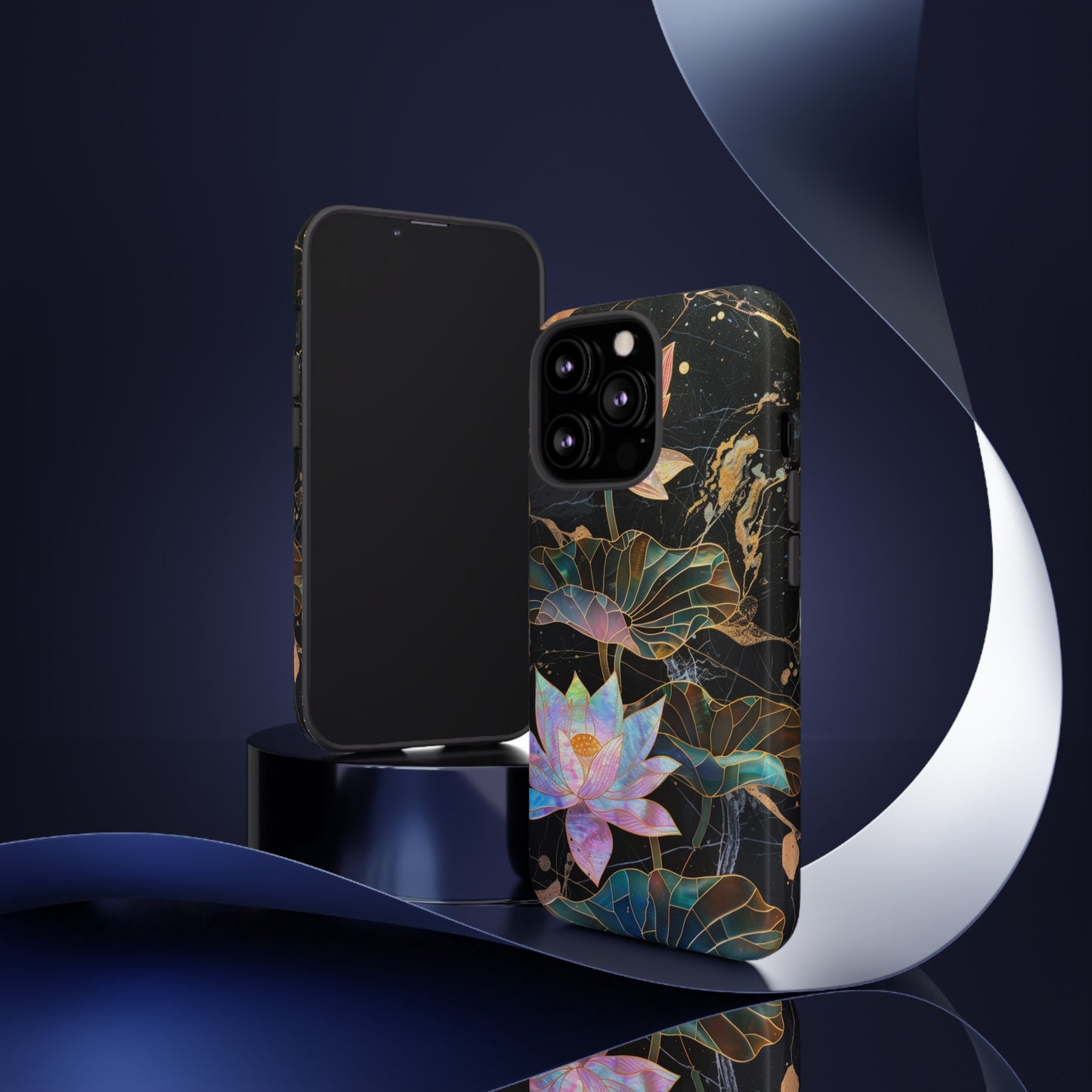 Zen Stained Glass Lotus Floral Design Phone Case