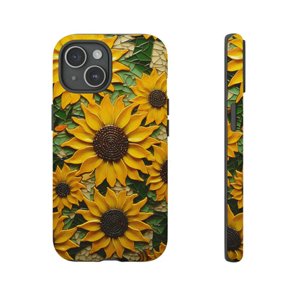 Sunflower Floral Color Explosion Mosaic Glass