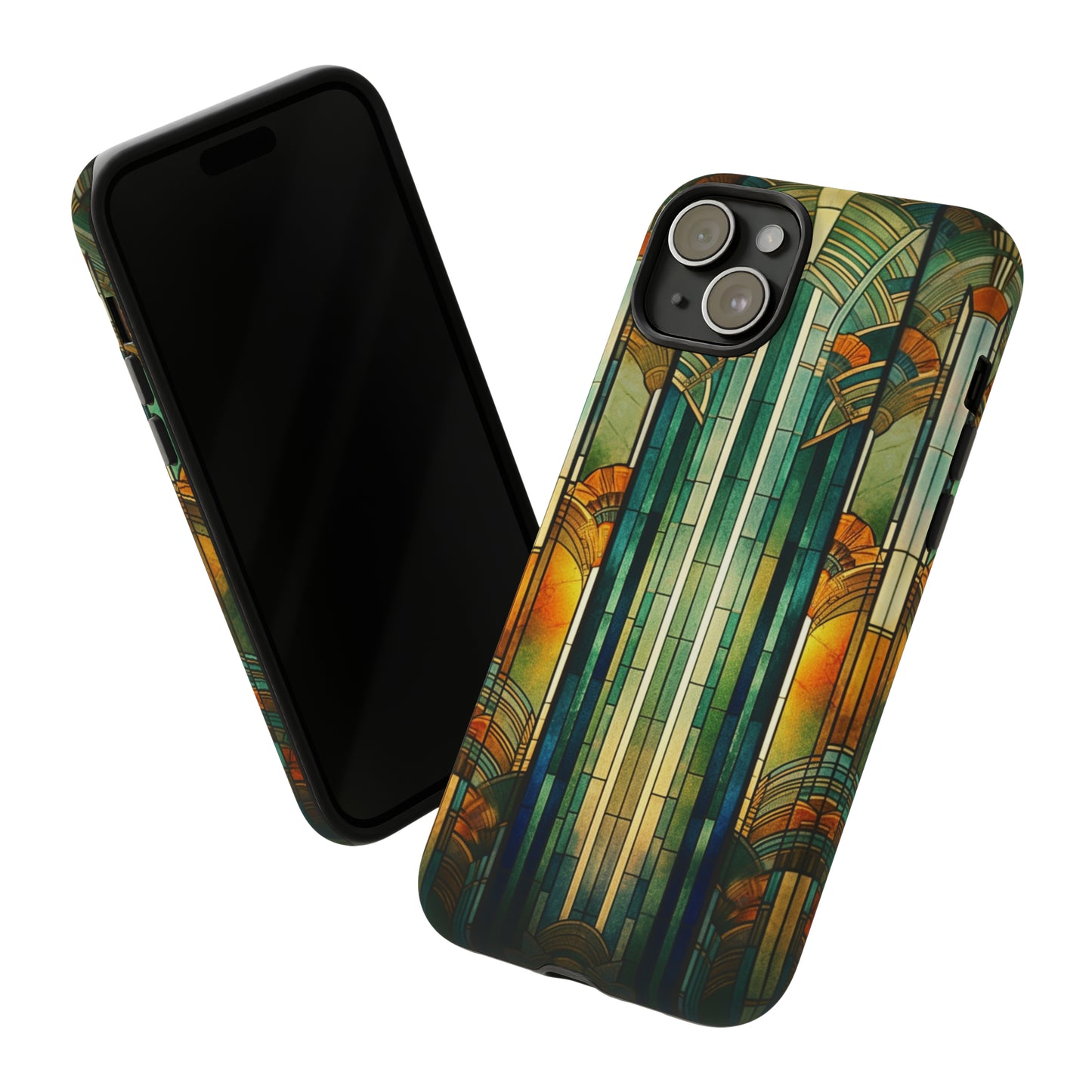 Art Deco Stained Glass floral Phone Case for iPhone 15, 14, Pro Max, 13, 12 & Samsung Galaxy S23, S22, S21, Google Pixel