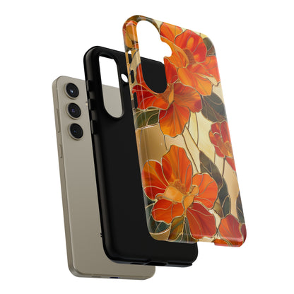 Orange Floral Phone Case Stained Glass Flower Aesthetic