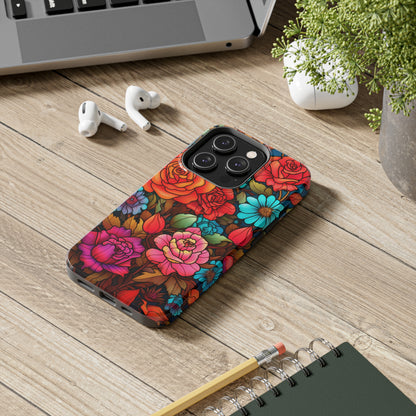 Stained Glass Tough iPhone Case | Trippy Psychedelic Flowers Floral Aesthetic Retro iPhone 14 Plus 13 12 7 8 Se Trendy Hippie Boho