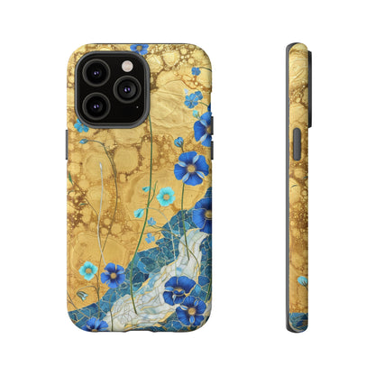 Forget Me Nots Gold Color Splash Floral Design Phone Case