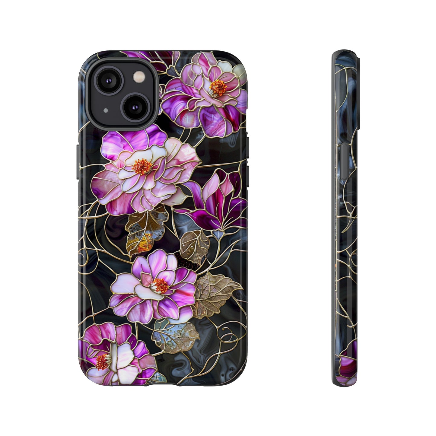 Magenta Color Floral Stained Glass Phone Case