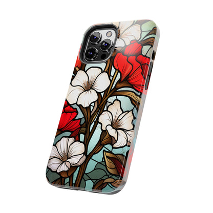 Red and White Floral Stained Glass iPhone Case