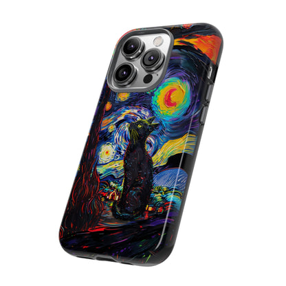 Starry Night Black Cat Van Gogh Painting Art Phone Case