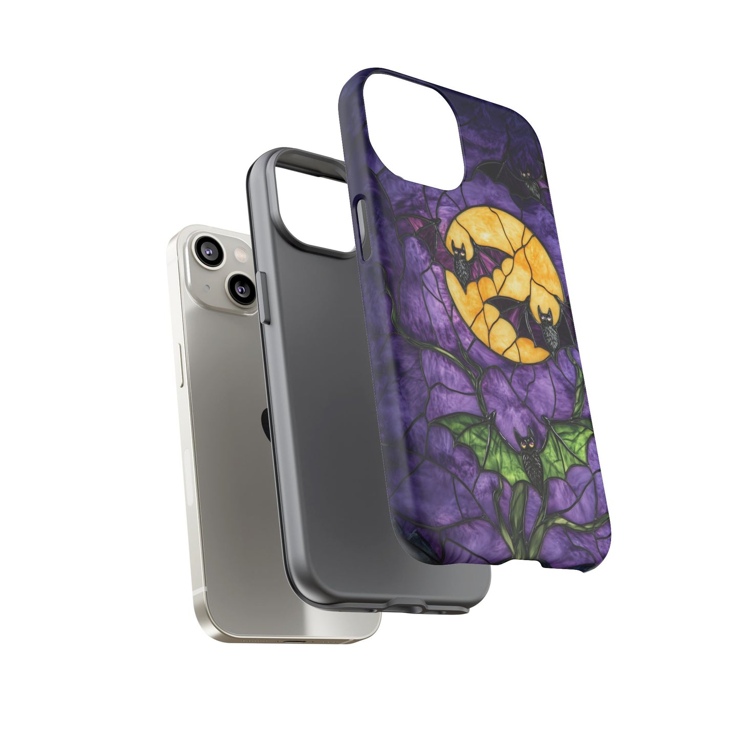 Full Moon Stained Glass Style Halloween Bats Phone Case