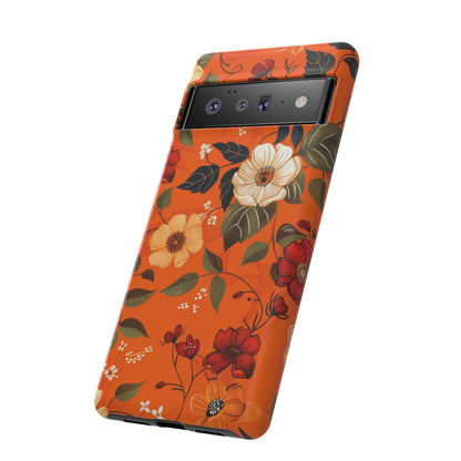 Orange Floral Phone Tough Case