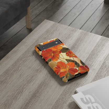 Orange Floral Phone Case Stained Glass Flower Aesthetic