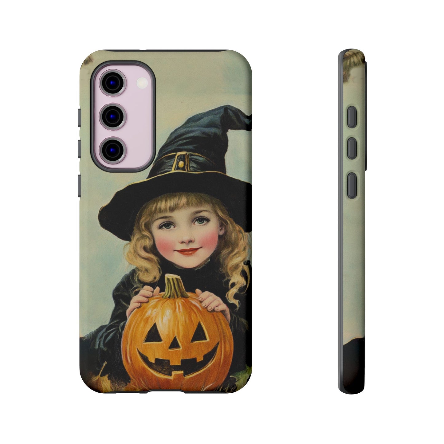 Vintage Halloween Card Witch and Jack-o'-lantern Phone Cover