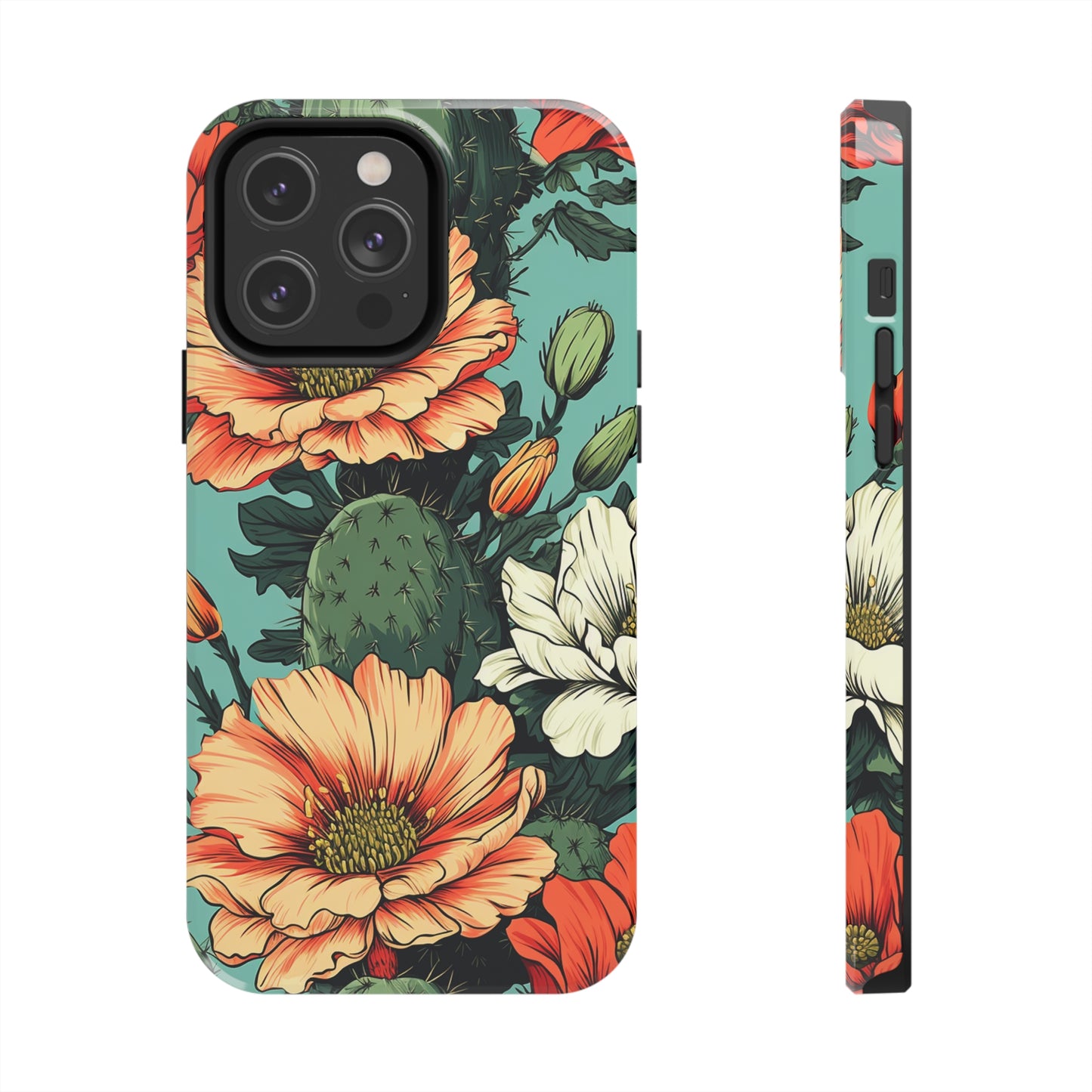 Desert Dream: Retro Vibe Cactus Tough iPhone Case