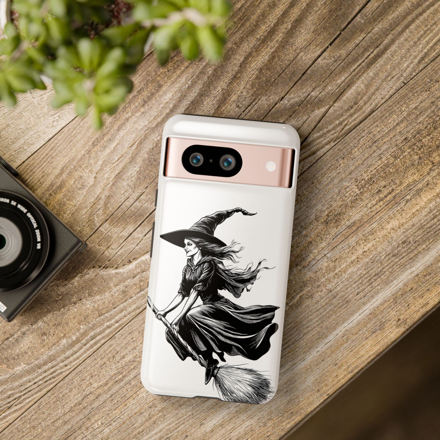 Vintage Halloween Witch on a Broom Spooky Phone Cover