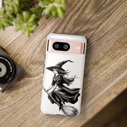 Vintage Halloween Witch on a Broom Spooky Phone Cover