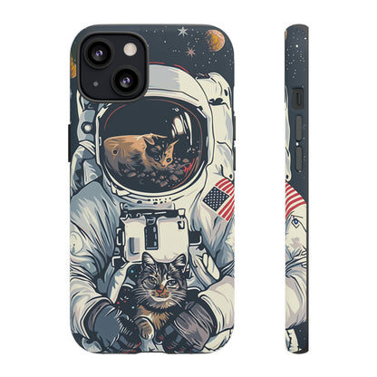 The Astronaut and the Cosmic Cat Phone Case