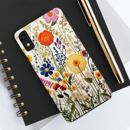 Wildflowers Floral Embroidery iPhone Case