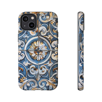 Azulejo Porcelain Blue & Creamy White Tile Mediterranean Design Phone Case