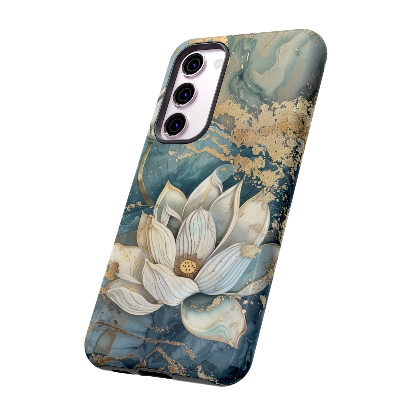 Zen Stained Glass Marble Lotus Floral Design Phone Case