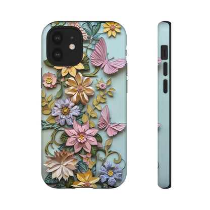 Pastel Pink Butterflies and Flowers iPhone Case