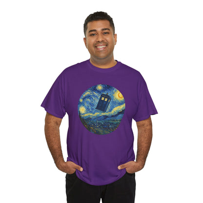 Van Gogh Police Box Starry Night Fantasy Parody Graphic T-Shirt