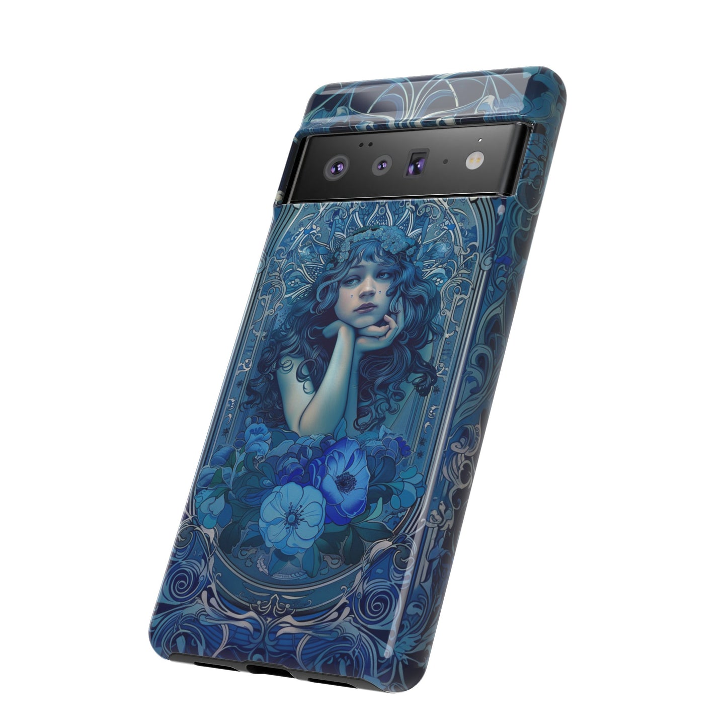 Blue Floral Art Nouveau Style Phone Case