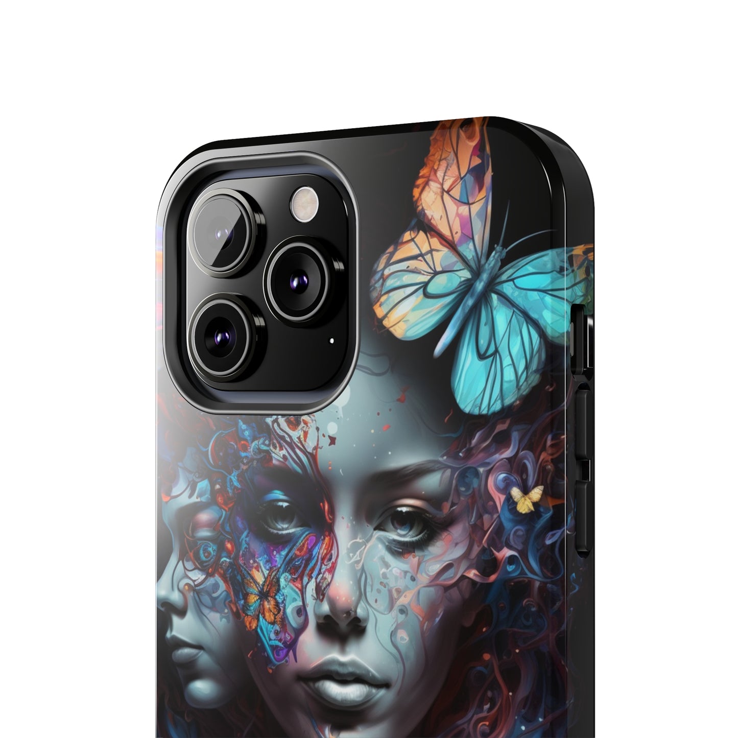 Synthwave Butterfly Girl Trippy Fantasy Art iPhone Case | Embrace the Futuristic Vibe with Whimsical Artistry