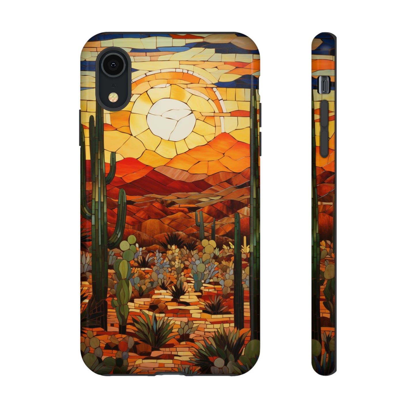 Desert Sunset Cactus Mosaic Tile