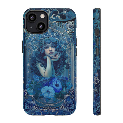 Blue Floral Art Nouveau Style Phone Case