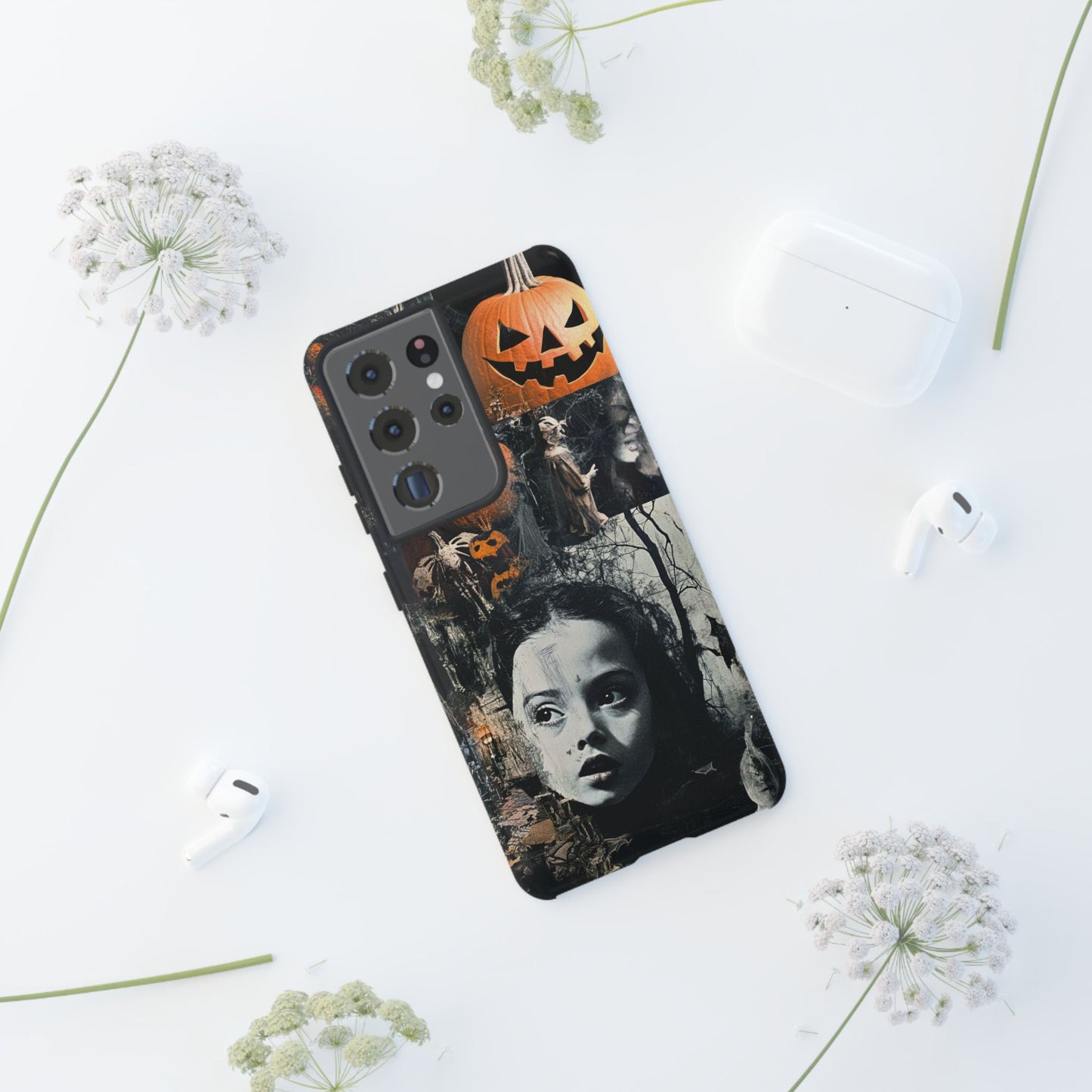 Vintage Halloween Collage Wednesday Goth Style Jackolantern Spooky Phone Cover