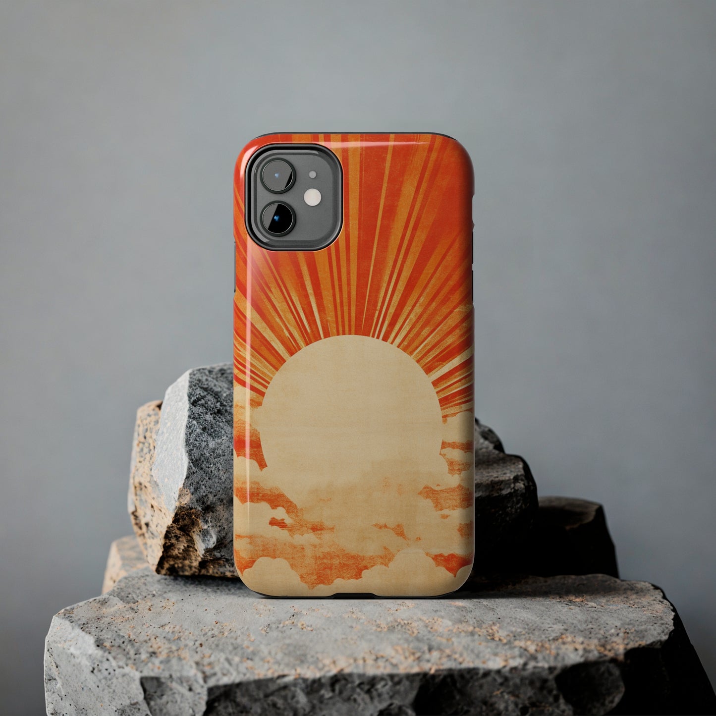 Retro Abstract Sunburst iPhone Case | Embrace the Nostalgic Charm of Artistic Rays