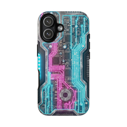 Rugged Tech Phone Case Cyber Circuit Armor Futuristic Neon Circuit Design Heavy Duty Protective Cyberpunk Phone Cover