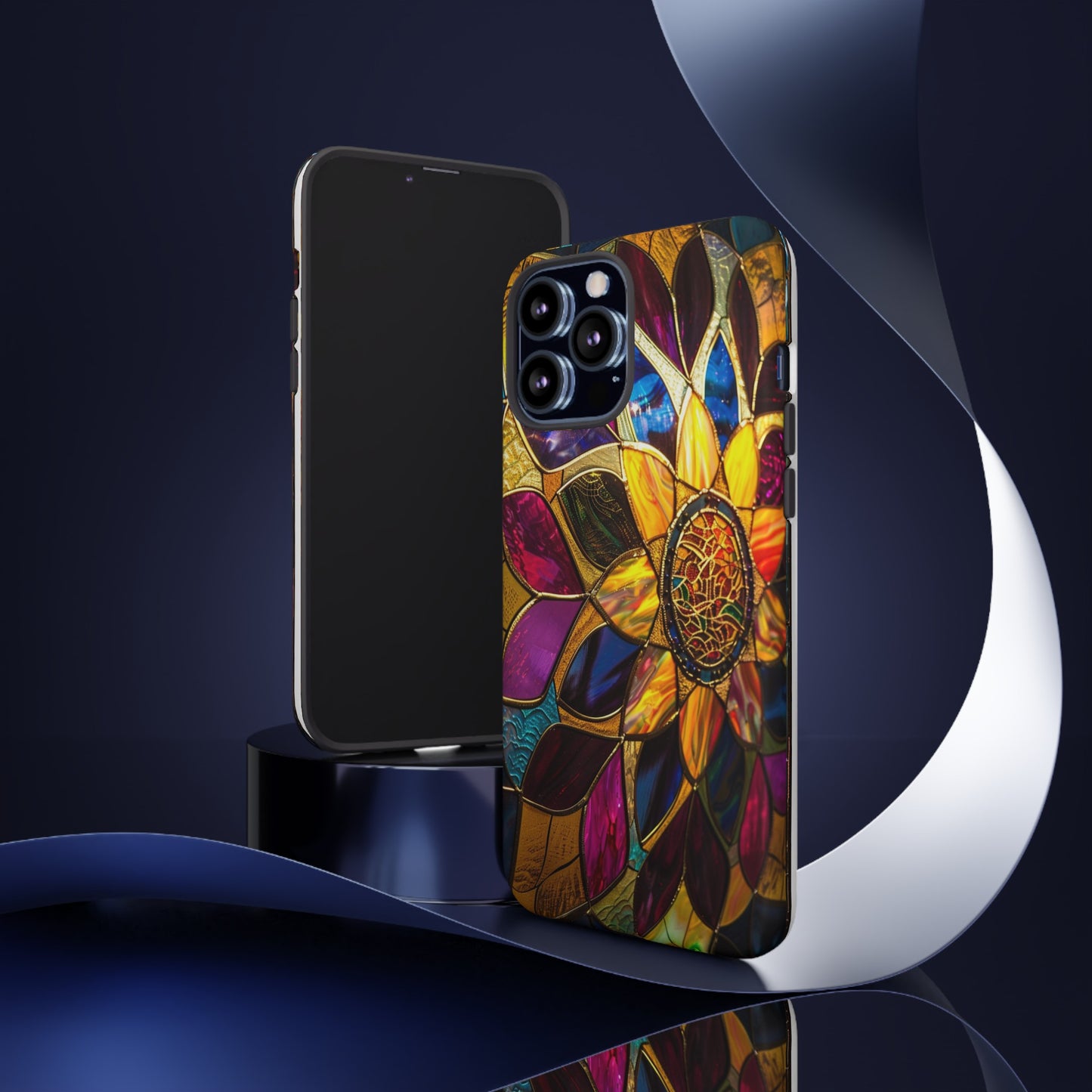 Cosmic Stained Glass Mandala Phone Case