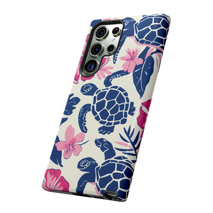 Undersea Floral Blue Sea Turtle Phone Case