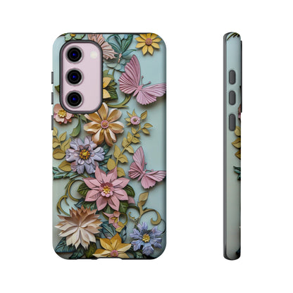 Pastel Pink Butterflies and Flowers iPhone Case