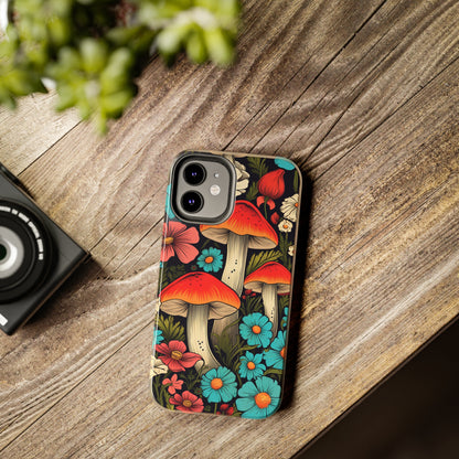 Psychedelic Retro Mushrooms iPhone case | Dive into Vintage Vibes