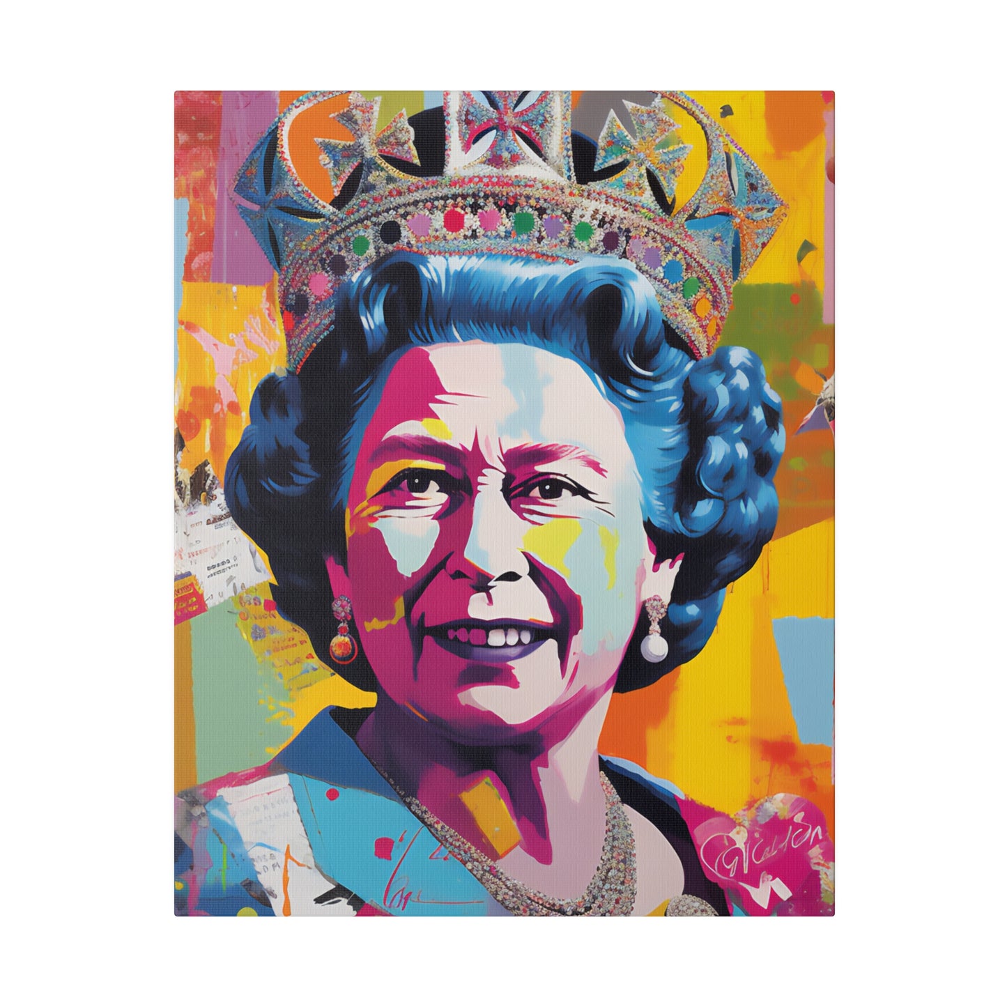 Queen Elizabeth II Pop Art Abstract Print | Stretched Canvas Print