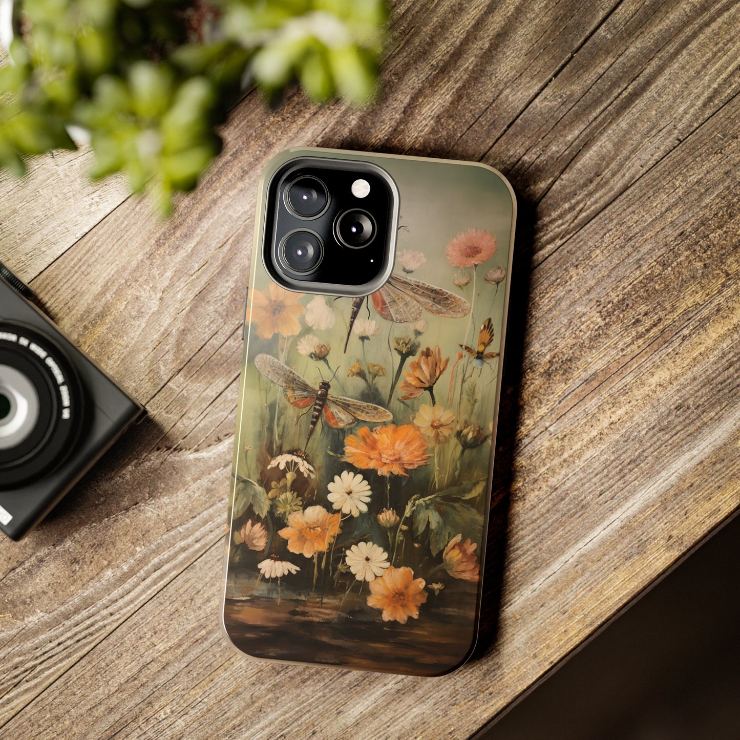 Dragonfly Floral Print iPhone Case | Nature-Inspired Elegance and Device Protection