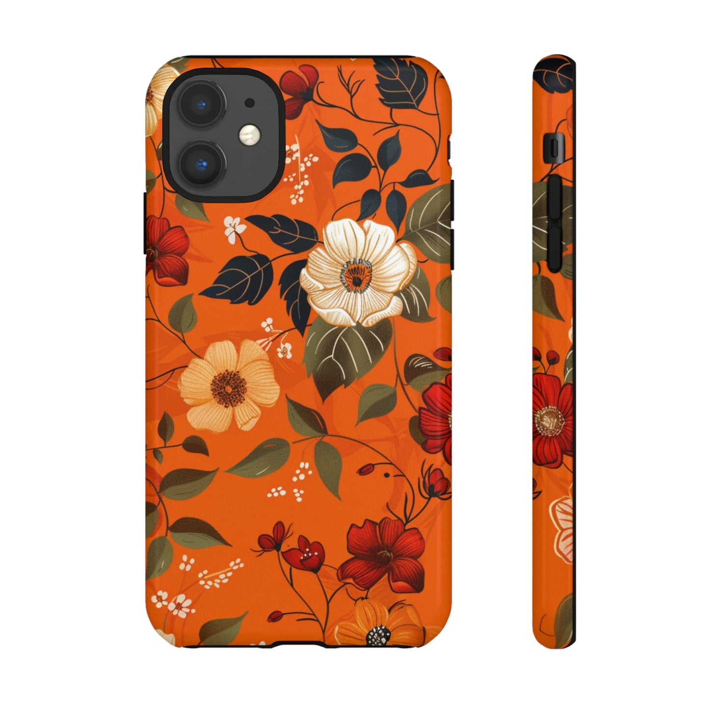 Orange Floral Phone Tough Case