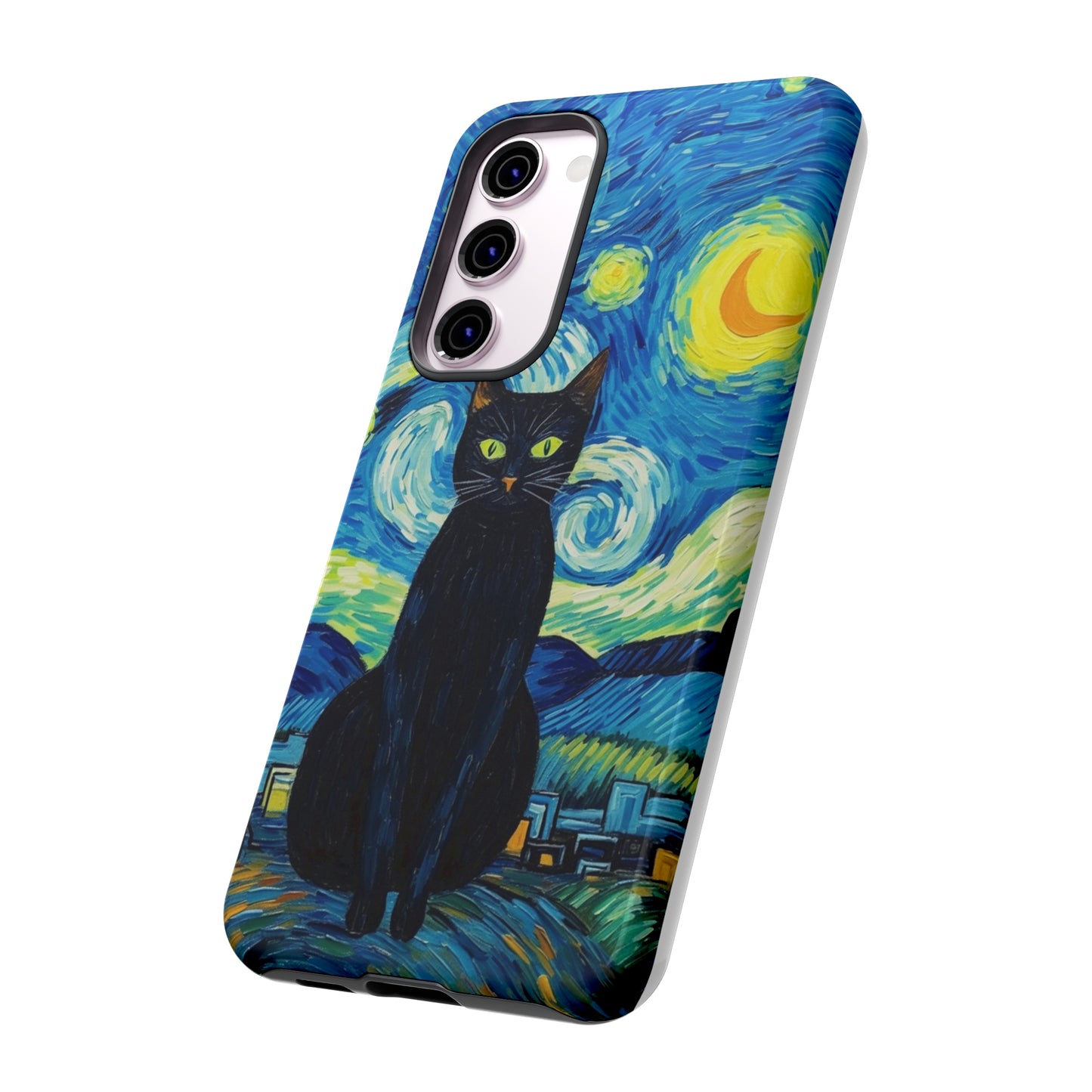 Starry Night Van Gogh Black Cat iPhone, Samsung Galaxy, Google Pixel  Case | Embrace Artistic Whimsy and Feline Charm