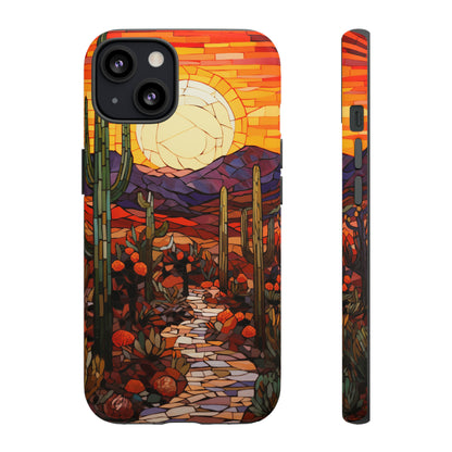 Desert Sunset Cactus Mosaic Tile