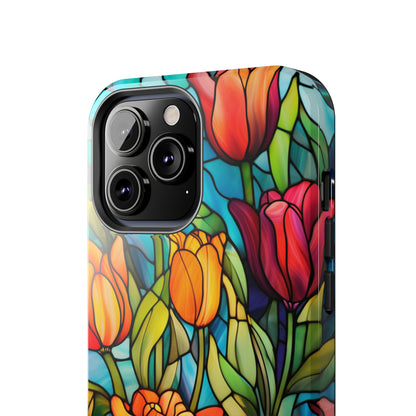 Stained Glass Tulip Floral Aesthetic iPhone Case | Embrace the Beauty of Nature in Full Bloom