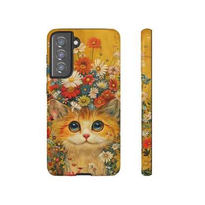 Cute Cat in Floral Garden Phone Case