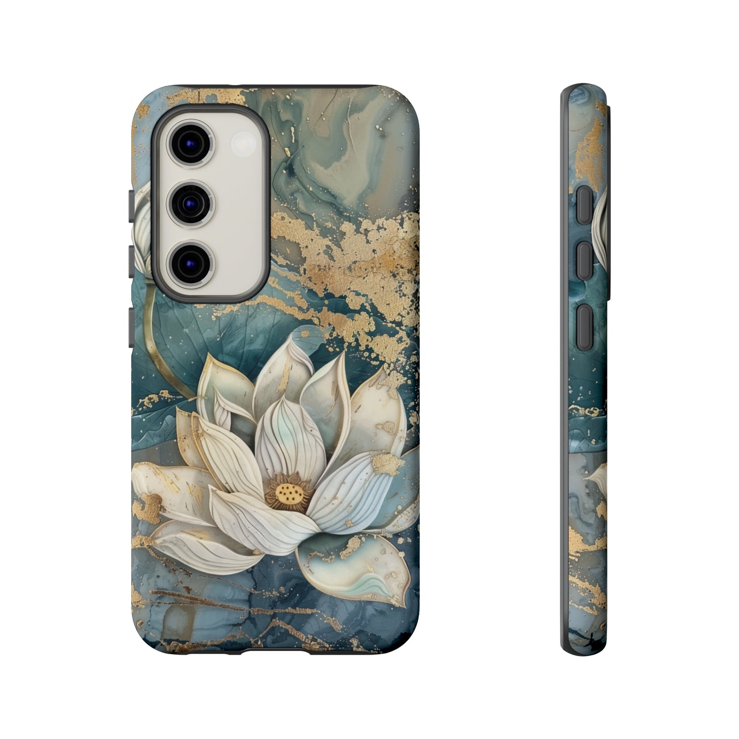 Zen Stained Glass Marble Lotus Floral Design Phone Case