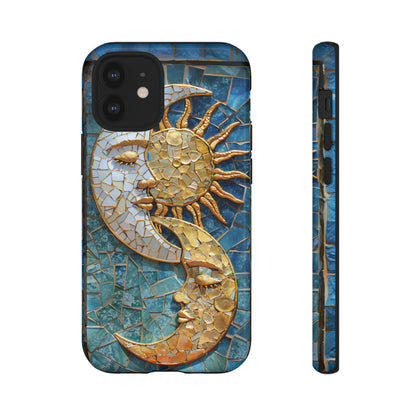 Boho Sun and Moon Mosaic Tile Stained Glass Phone Case