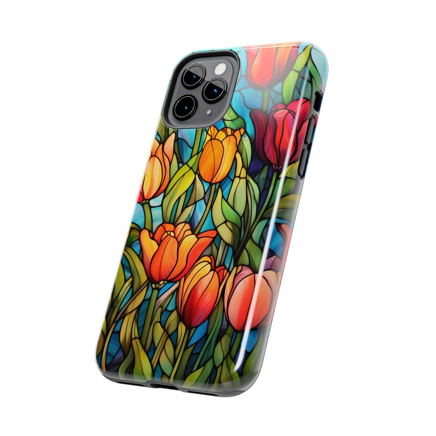 Stained Glass Tulip Floral Aesthetic iPhone Case | Embrace the Beauty of Nature in Full Bloom