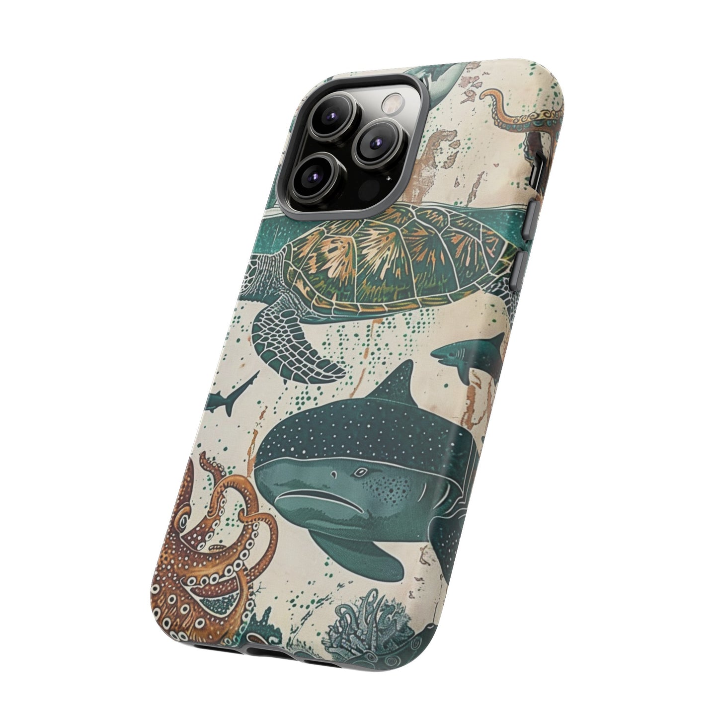 Undersea World Shark, Turtle, Manta Ray Phone Case