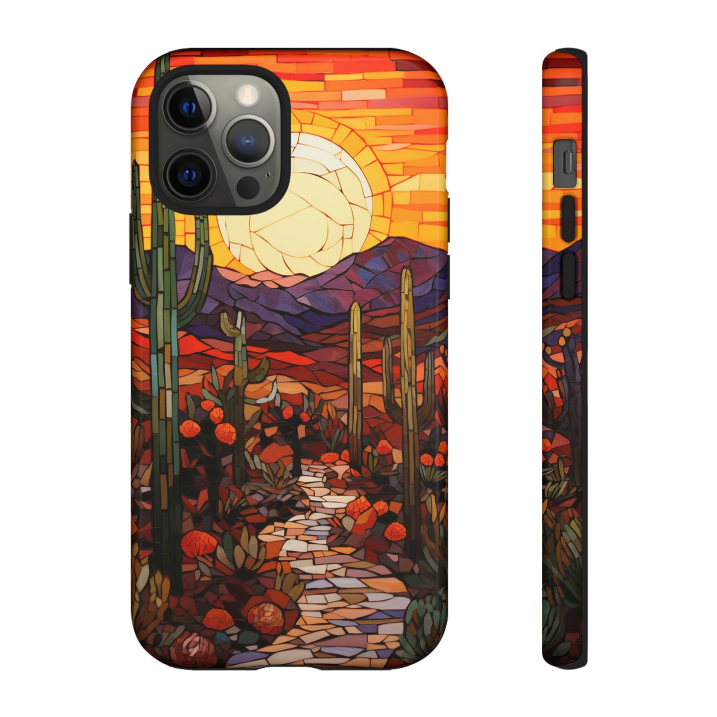 Desert Sunset Cactus Mosaic Tile