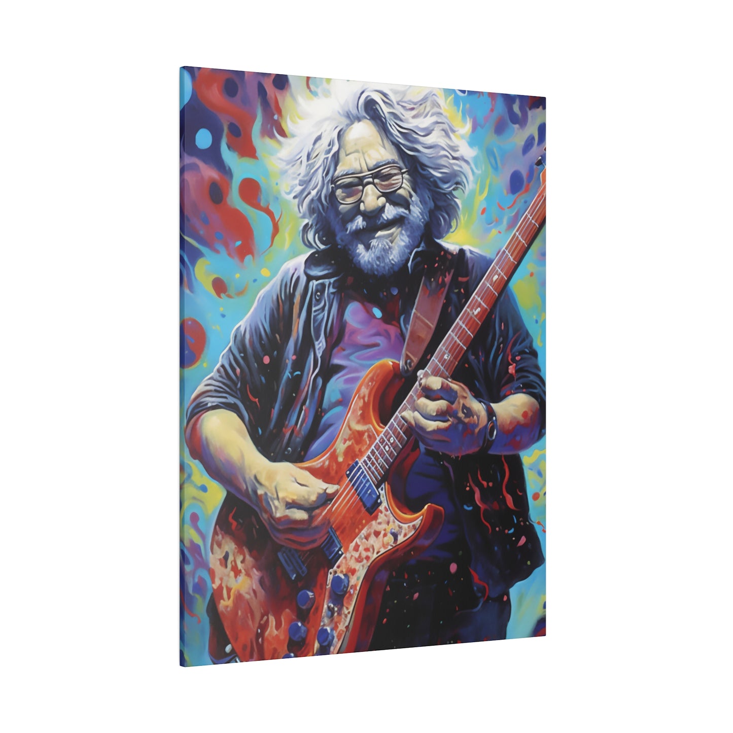 Jerry Garcia Rocking Guitar Pop Art  | Stretched Canvas Print